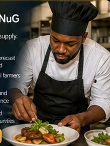 Chef preparing a meal with local ingredients