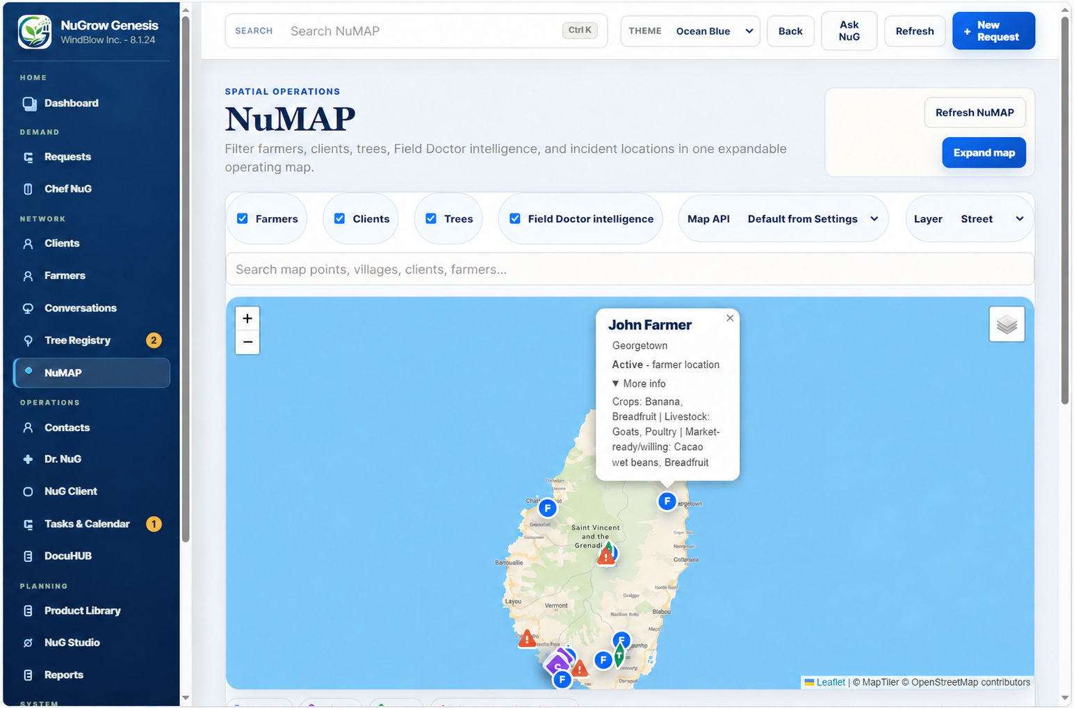 NuMAP agricultural operations workspace